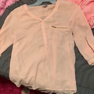 Coral pink, sort of see through, dress shirt